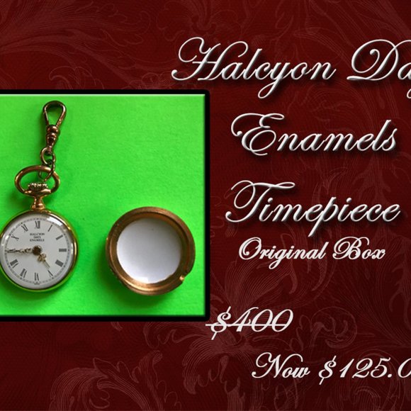 Halcyon Days Enamel Timepiece in Original Box - Picture 3 of 4
